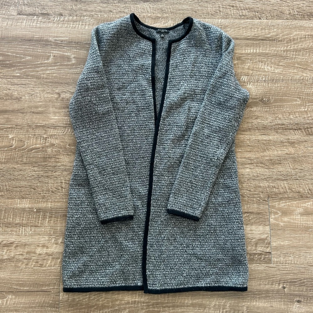 Talbots Gray Open-Front Sweater